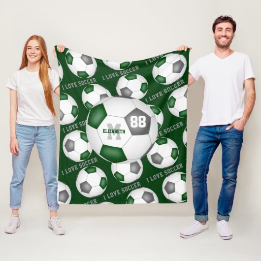 Girls I Liebe Fußball Sportmantra grün grau Fleecedecke (Beispiel)