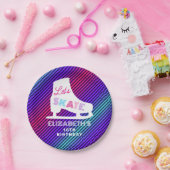 Girls Ice Skaten Birthday Neon Pappteller (Party)