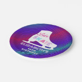 Girls Ice Skaten Birthday Neon Pappteller (Schrägansicht)