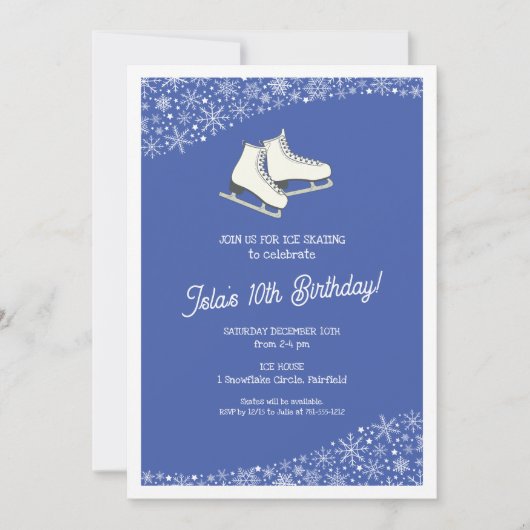 Girls Ice Skaten Birthday Party Einladung (Vorderseite)