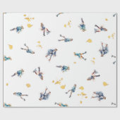 Girls Ice-Skaten, Hockey Blue Gold Muster Geschenkpapier (Flach)