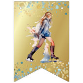 Girls Ice Skaten Ice Hockey Happy Birthday Wimpelkette (Erste Fahne)