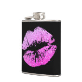 Girls Imitat Glitzer Lila Lippen Schwarze Flasche Flachmann (Links)