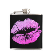 Girls Imitat Glitzer Lila Lippen Schwarze Flasche