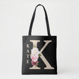 Girls Imitate Gold Glitzer Floral Letter K Monogra Tasche