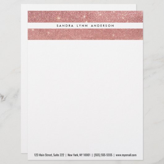 Girls Imitats Rose Gold Glitzer Crumbled Foil Ombr Briefbogen (Vorne/Hinten)