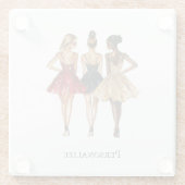 Girls in Glam Gold Black Red Dresses Glasuntersetzer (Rückseite)