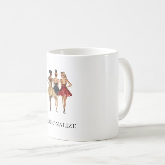 Girls in Glam Gold Black Red Dresses Kaffeetasse (VorderseiteRechts)