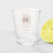 Girls in Glam Gold Black Red Dresses Schnapsglas (Rückseite)