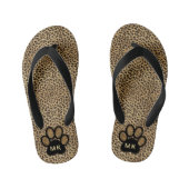 Girls Initials on Cheetah Animal Print Cat Paw Kinderbadesandalen (Fußbett)