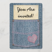 Girls Jeans Pocket Party Einladungen