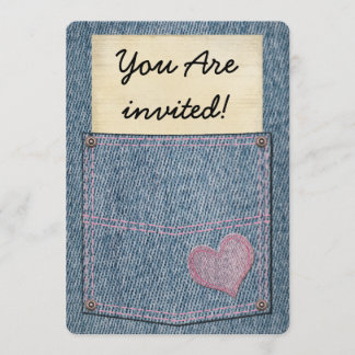 Girls Jeans Pocket Party Einladungen