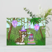 Girls Jungle Leopard Geburtstagsparty Einladung (Stehend Vorderseite)