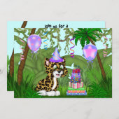 Girls Jungle Leopard Geburtstagsparty Einladung (Vorne/Hinten)