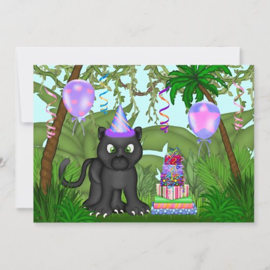 Girls Jungle Panther Geburtstagsparty Einladung (Vorderseite)