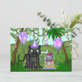 Girls Jungle Panther Geburtstagsparty Einladung (Stehend Vorderseite)