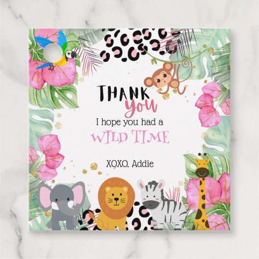 Girls Jungle/ Safari Gefälligungstags Geschenkanhänger (Vorderseite)