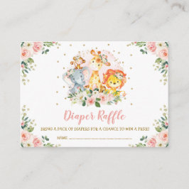 Girls Jungle Safari Wilde Tiere Windeln Raffel Begleitkarte