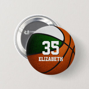 Girls Jungs grüne, weiße Basketballfarben Button