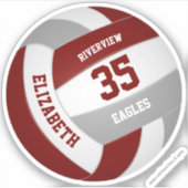 Girls Jungs Maroon Graue Mannschaft Farben Volleyb Aufkleber (Vorderseite)