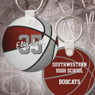 Girls Jungs Maroon graue Mannschaftsfarben Basketb Schlüsselanhänger