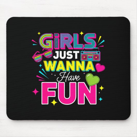Girls Just W Have Fun Retro 70's 80's 90's Women P Mousepad (Vorne)