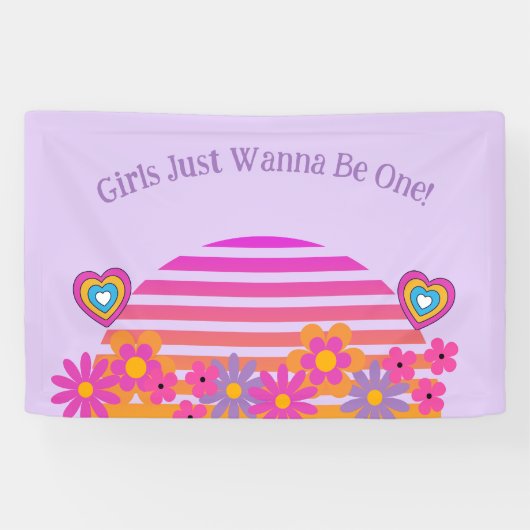 Girls Just Wanna Be One Birthday Banner (Horizontal)