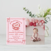 Girls Just Wanna Be One Birthday Party Invitation Dankeskarte (Stehend Vorderseite)