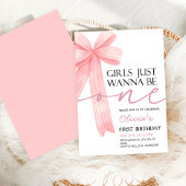 Girls Just Wanna Be One Pink Bow 1st Birthday Einladung