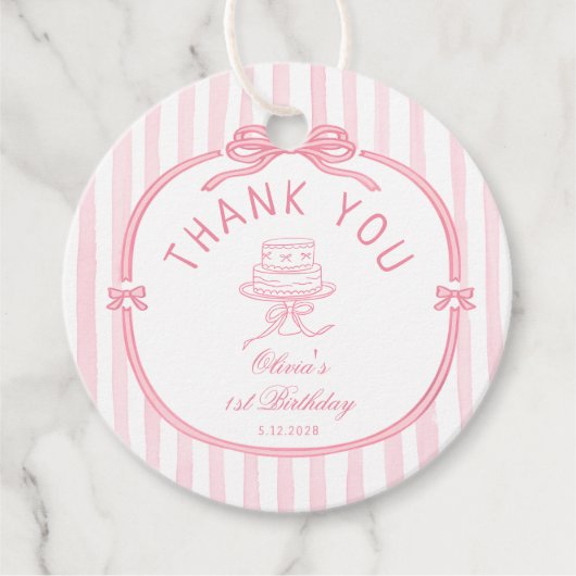 Girls Just Wanna be One Pink Bow Thank You Geschenkanhänger (Vorderseite)