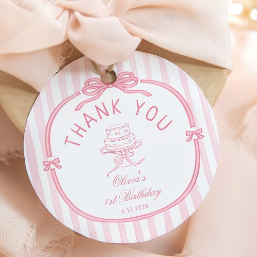 Girls Just Wanna be One Pink Bow Thank You Geschenkanhänger