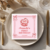 Girls Just Wanna Be One Red Pink Bow Cake Birthday Serviette