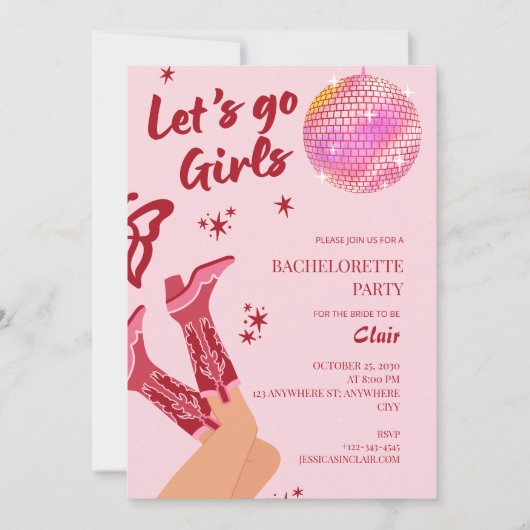 Girls Just Wanna Have Fun Pink Bachelorette Party Einladung (Vorderseite)