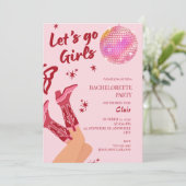 Girls Just Wanna Have Fun Pink Bachelorette Party Einladung (Stehend Vorderseite)