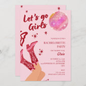 Girls Just Wanna Have Fun Pink Bachelorette Party Einladung (Vorne/Hinten)