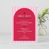 Girls Just Wanna Have Fun Pink Bachelorette Party Einladung (Stehend Vorderseite)
