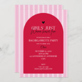 Girls Just Wanna Have Fun Pink Bachelorette Party Einladung (Vorne/Hinten)