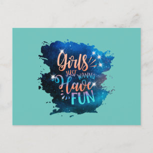 Girls just wanna have fun postkarte