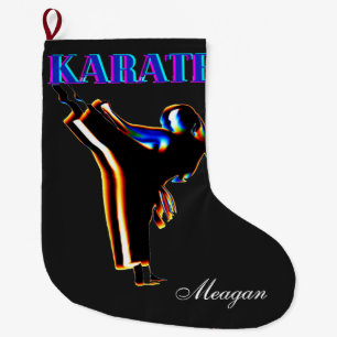 Girls Karate Abstrakt Blur Großer Weihnachtsstrumpf