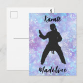 Girls Karate Blue Lila Personalisiert Postkarte (Vorne/Hinten)