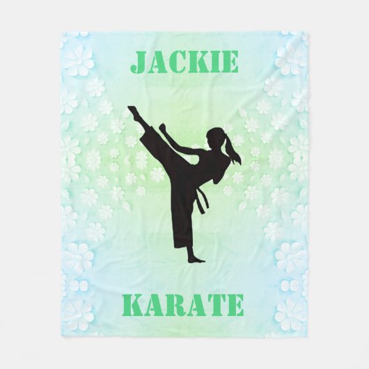 Girls Karate Floral Fleecedecke (Vorderseite)