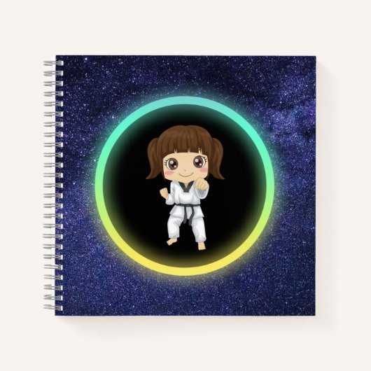 Girls Karate Galaxy Notizblock (Vorderseite)
