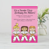 Girls Karate Geburtstagsparty Einladungen (Stehend Vorderseite)