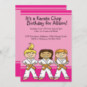 Girls Karate Geburtstagsparty Einladungen (Vorne/Hinten)
