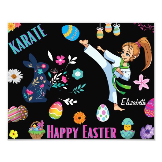 Girls Karate Happy Oaster Decorative Fotodruck (Vorne)