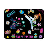 Girls Karate Happy Oaster Decorative Magnet (Horizontal)