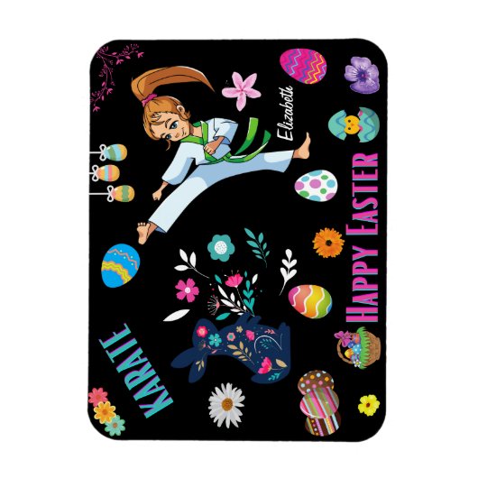 Girls Karate Happy Oaster Decorative Magnet (Vertikal)
