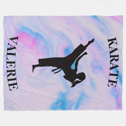 Girls Karate Pastel Swirl Fleecedecke (Vorderseite (Horizontal))