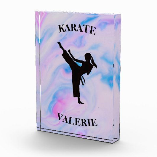 Girls Karate Pastel Swirl Fotoblock (Rechts)