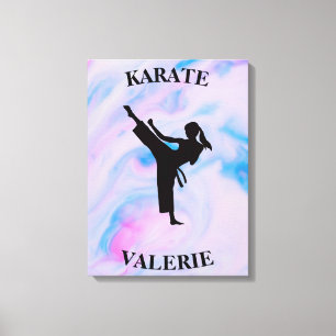 Girls Karate Pastel Swirl Leinwanddruck